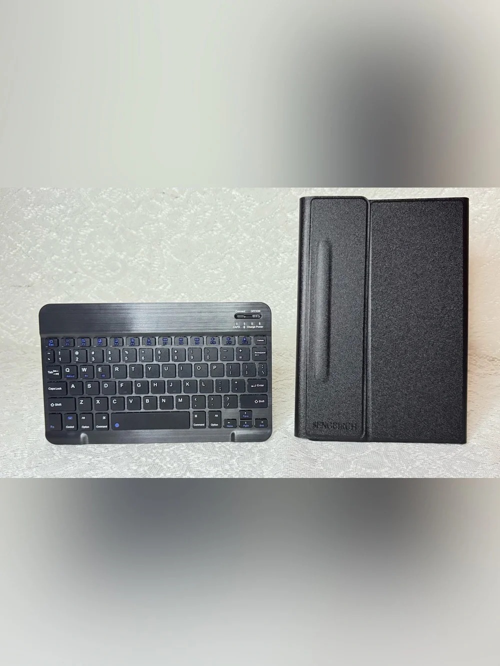 Black Bluetooth Tablet Keyboard Case - Slim Wireless Keyboard with Folio Cover